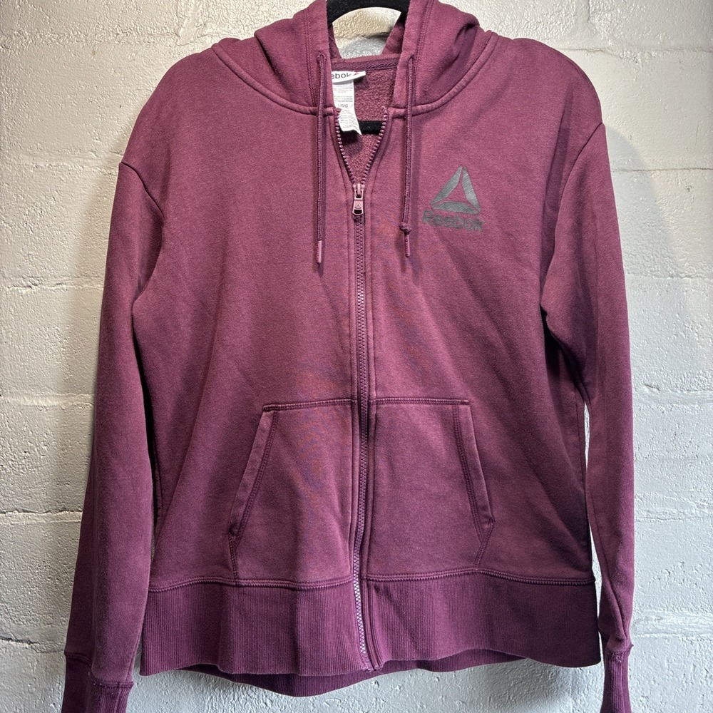 REEBOK Women's Casual Purple Full Zip Sweater Hoodie size Large